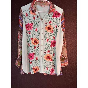John Mark M floral embroidered blouse boho colorful
